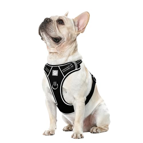 Vest Harness for Dogs - Reflective Adjustable Padding with Easy-On Design & Leash Attachment (M, Black) - color: Black, size: M