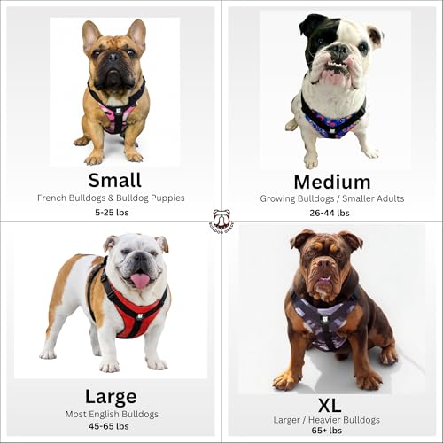 No-Pull Harness for English & French Bulldogs - Adjustable Wide-Chest Fit, Reflective Vest with Control Handle (Brave Black Camo, Large) - color: Brave Black Camo, size: Large