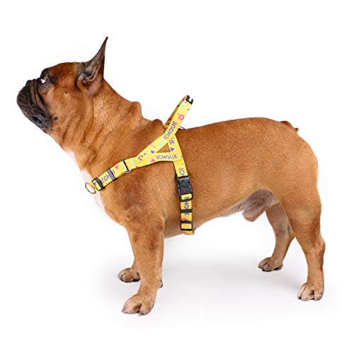 iChoue French Bulldog Harness Adjustable Locked Buckle with Handle for Frenchie Pug English Boston Terrier Dogs, Yellow, Small - color: A Harness Yellow, size: Small ( 5 - 25 lbs )