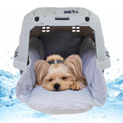Helen's Pet Bed Cooling Dog Crate Bed, Reversible Washable Crate Mat for Extra Small Dogs, Summer Cooling Dog Bed, Multi-Fit Cushion for Crate Carrier Stroller, Blue, XS(Label: S JP Size) - color: Blue (Cooling), size: X-small