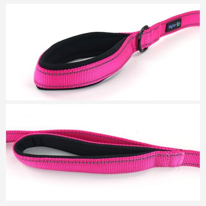 Wagtime Club Double Handle Dog Leash, 6ft Long Heavy Duty Dog Leash with Paded Traffic Handles for Extral Control and Training, Dual Handles Leads, Large Medium Small Dogs (Reflective Lively Pink) - color: Reflective Lively Pink