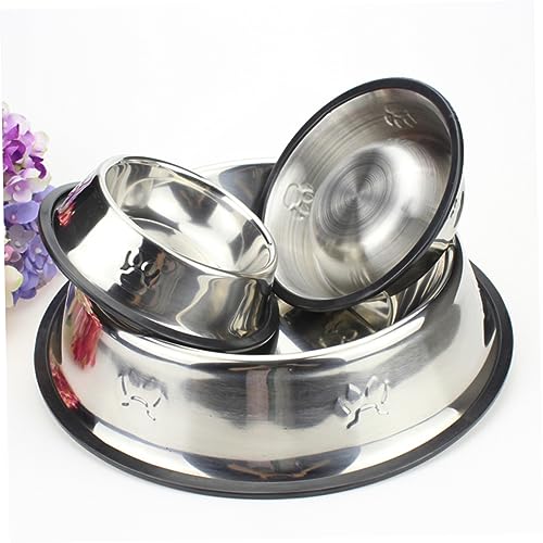 Angoily Sturdy Raised Dog Bowl Large Stainless Steel Pet Feeder Puppy Bowls Pet Supplies 18cm - color: Silver, size: 18cm