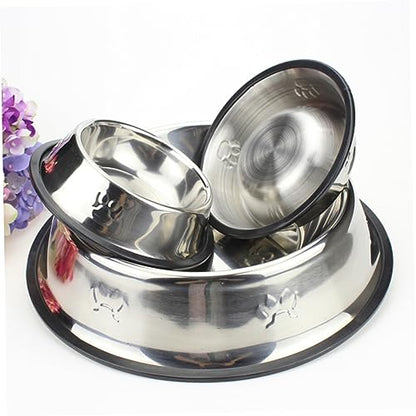 Angoily Sturdy Raised Dog Bowl Large Stainless Steel Pet Feeder Puppy Bowls Pet Supplies 18cm - color: Silver, size: 18cm
