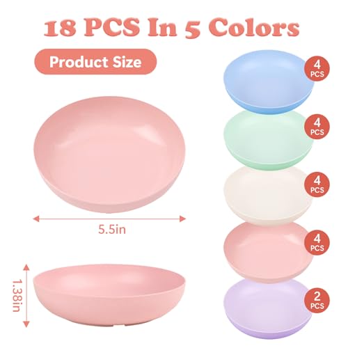[18 Pack] Cat Dishes Whisker Friendly, Shallow Wide Pet Food and Water Bowl, 5.5 Inch Cat Food Dish, Friendly Wet Feeding Bowl, Durable Wheat Straw Pet Bowls, Pet Plate for Kittens (Indoor/Outdoor) - size: 18 Pack