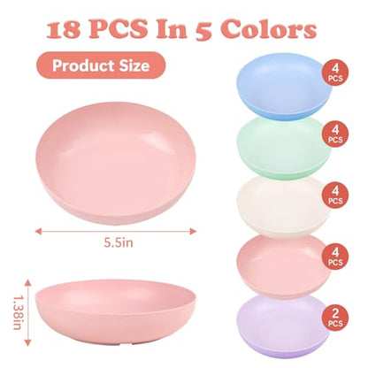[18 Pack] Cat Dishes Whisker Friendly, Shallow Wide Pet Food and Water Bowl, 5.5 Inch Cat Food Dish, Friendly Wet Feeding Bowl, Durable Wheat Straw Pet Bowls, Pet Plate for Kittens (Indoor/Outdoor) - size: 18 Pack