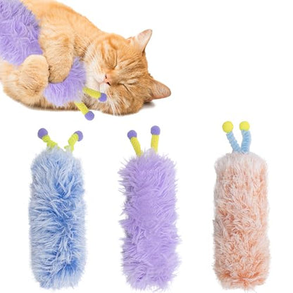 3 Pack Catnip Toys,Soft and Durable Cat Pillows Toys, Rich Color Cat Toys with Antennae, Indoor Interactive Cat Kicker Toys, Companion Toys for Cats (Antenna Purple Set) - color: A-Purple+Blue+Pink