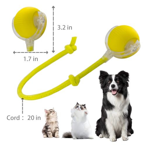 KumCinn Interactive Dog Ball for Small Medium Dogs, Automatic Self Moving Cat Toys Ball for Indoor Cats, 360° Rolling Electric Pet Ball, Fast Smart Motion Activated Toy (Yellow) - color: YELLOW