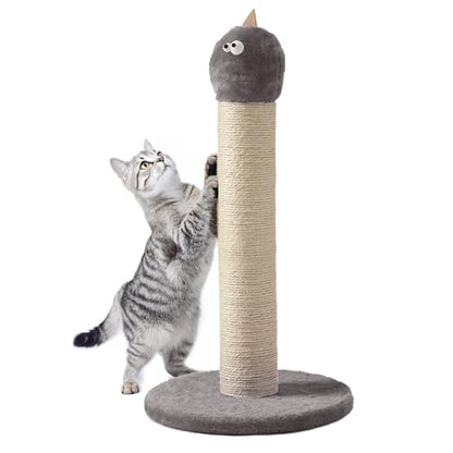 Cat Scratching Post 22'', Scratching Post with Extra Wide 12" Heavy Duty Base for Indoor Kitty, Scratching Post with Natural Sisal & Velvet Fabric for Small, Medium Cat, Grey - color: Grey