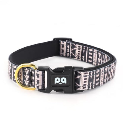 QQPETS Reflective Dog Collar with Soft Neoprene Padded Breathable Nylon Pet Collar Adjustable for Small Medium Large Dogs - color: Geometry, size: S