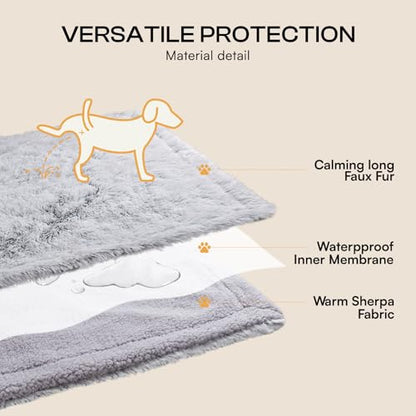 Luciphia Large Waterproof Dog Blanket for Pet Washable Liquid Proof Bed Intimacy Protection Shaggy Plush Calming Long Faux Fur Couch Cover Calming Cat Throw Blankets, Mist Grey, 60" x 80" - color: Mist Grey, size: 60"x80"