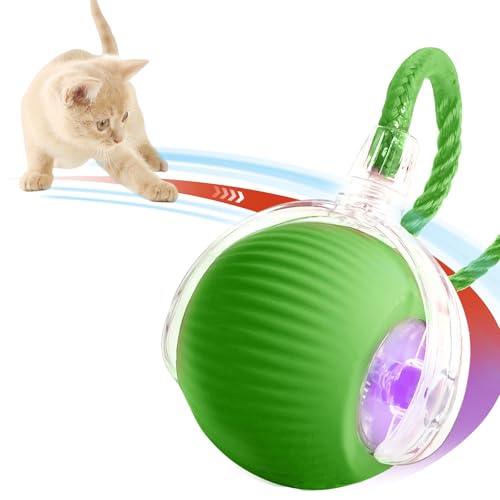 Interactive Cat Toys for Indoor Cats, Rechargeable 360° Automatic Moving Cat Toy for Bored Indoor Adult Cats, 2025 Upgraded Chase Motion Activated Kitten Toys - Green - color: Green