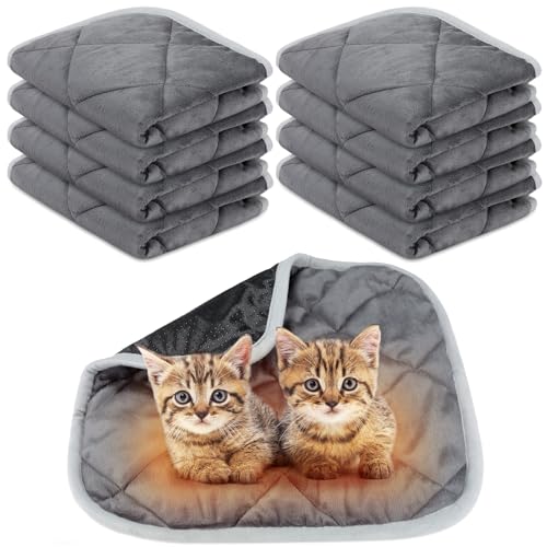 8 Pack Self Heating Cat Mat Self Warming Cat Bed Extra Warm Thermal Pet Bed Mat Reflects Body Heat Washable Dog Crate Pad for Indoor Outdoor Pets(Gray,16 x 16 Inch) - color: Gray, size: 16 x 16 Inch