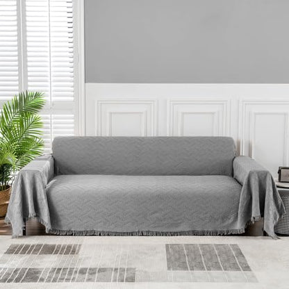 MEETSKY Sofa Cover for 3 Cushion Couch - Extra Wide, Washable, Dog-Friendly (X-Large: 91" x 118", Grey) - color: Grey, size: 91" x 118" | X-Large