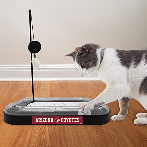 First yangi Cat Scratching & Toy - ARIZONA COYOTES Hockey Field Cat Scratcher Ball & Bell Toy, 5-in-1 - color: Arizona Coyotes
