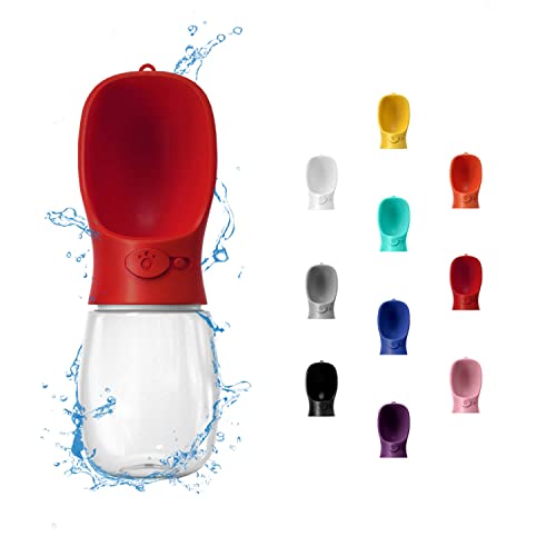WePet Portable Dog Water Bottle, 12 OZ, Leak Proof Puppy Water Dispenser with Drinking Feeder for Pets Outdoor Walking, Hiking, Travel, Food Grade Plastic - color: #10 Red, size: 12 oz