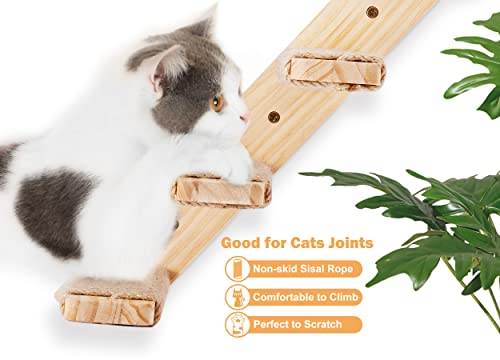 Cat Wall Climbing Shelf, 2 pcs Cat Wall Climber, 4 Step Climbing Stairs, Wall-Mounted Ladder with Sisal Scratching Rope, Perfect Wall Furniture for Perching (CatStairs2P4Steps) - color: 2 Pack 4 Steps