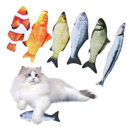 Cat Toys Cat Toy Interactive Fish for Indoor Cats & Kittens, 6 Pack Plush Fishs for Chewing, Soft Fish Play for Cats, No Catnip, Non-Irritating Pet Gift
