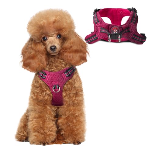 Dog Harness Step in Dog Vest Harness, Reflective Adjustable Puppy No Pull Harness Breathable Soft for Small and Medium Dogs Cats, Pink/Black, XS - color: Pink/Black, size: X-Small
