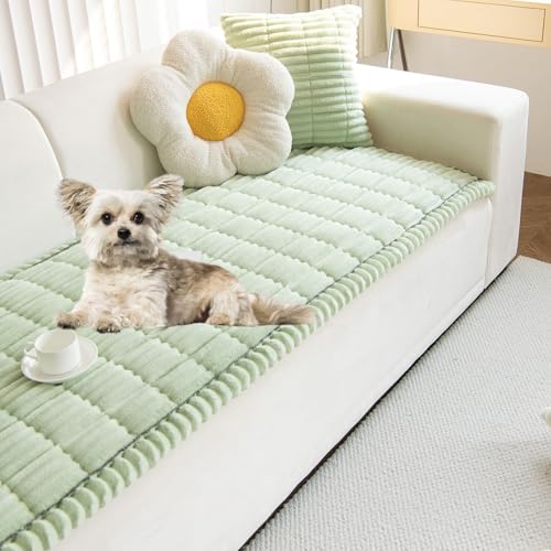 Faux Fur Plush Dog Couch Cover 3D Stripe Fuzzy Sofa Cover Non-Slip Fluffy Dog Bed Cover Pet Blanket Sofa Couch Furniture Protector for Puppy Large Dog Cat (Green,24"x24") - color: Green, size: 24"x24"