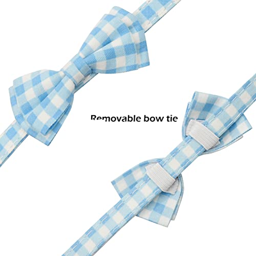 Bowtie Cat Collars Breakaway with Bell, Adjustable Cute Kitty Collars Safety Buckle Kitten Collar for Cat Puppy 7.5-11in (Light Blue Plaid) - color: Light Blue Plaid