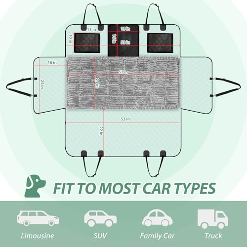 Dog Car Seat Cover Set for Back Seat, Back Seat Cover + Pet Bed Mat Perfect with Mesh Window, Hammock 600D Heavy Duty Scratch Proof Nonslip Durable Soft Back Seat Covers for Cars Trucks and SUVs - color: Grey