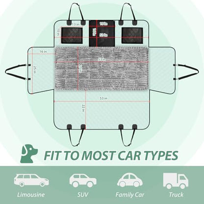 Dog Car Seat Cover Set for Back Seat, Back Seat Cover + Pet Bed Mat Perfect with Mesh Window, Hammock 600D Heavy Duty Scratch Proof Nonslip Durable Soft Back Seat Covers for Cars Trucks and SUVs - color: Grey
