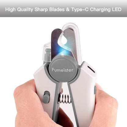 Type-C Rechargeable Dog & Cat Nail Clippers - LED Pet Nail Trimmer Extra Sharp for Small & Medium Dogs (Gray)