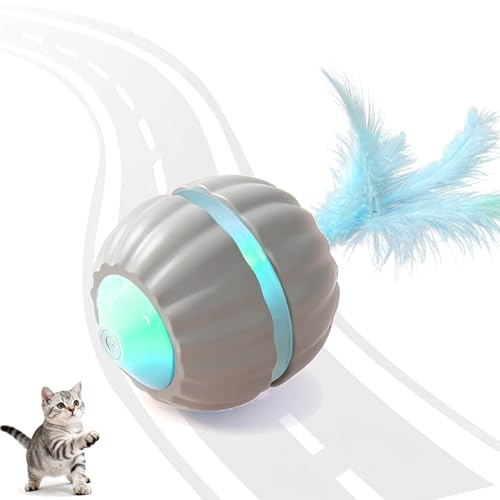 Interactive Cat Toys for Indoor Cats,Automatic Moving Kitten Toys,Cat Toys for Bored Indoor Adult Cats,Smart Rechargeable Cat Enrichment Toys for Cats to Keep Them Busy, Cat Balls Pet Toys - color: Grey