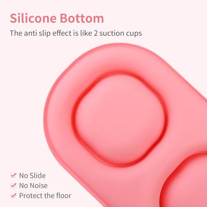 Small Size Puppy Dog Bowls: Food and Water Bowls Set for Small Dogs, No-Spill Non-Skid Dog Dish, Pink - color: Pink