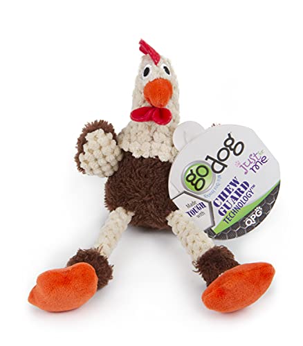 goDog Checkers Just for Me Skinny Rooster Squeaky Plush Dog Toy, Chew Guard Technology - Brown, Mini - color: Checkers - Skinny Rooster (Brown), size: Mini