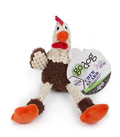 goDog Checkers Just for Me Skinny Rooster Squeaky Plush Dog Toy, Chew Guard Technology - Brown, Mini - color: Checkers - Skinny Rooster (Brown), size: Mini