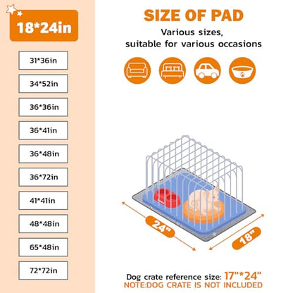 LOOBANI Washable Pee Pads for Dogs, Reusable Pee Pads for Dog Puppy Training Mat Non Slip Whelping Mat for Dog Playpen, Crate, Car, Grey 2 Pack 18 x 24 in - size: 18x24 in(2 Pack)