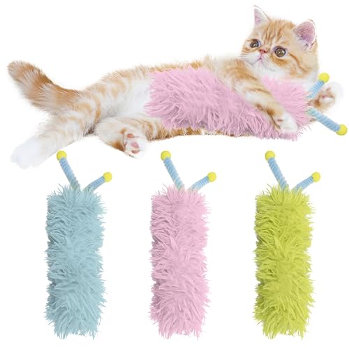 3 Pack Catnip Pillows - Soft and Durable Cat Toys With Antennae, Rich Color, Indoor Interactive Kicker, Companion for Cats (Antenna Green Set) - color: A-Green+Blue+Pink