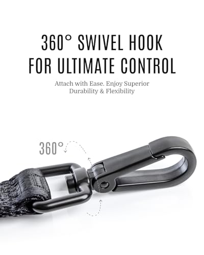 Fei & Eve Classic Dog Leash - 4FT, Dual Padded Handles, 360° Swivel Hook, Heavy Duty 210D Nylon - No-Pull Design with Traffic Control Handle - for Small/Medium/Large Dogs, Black - color: Black, size: 4FT