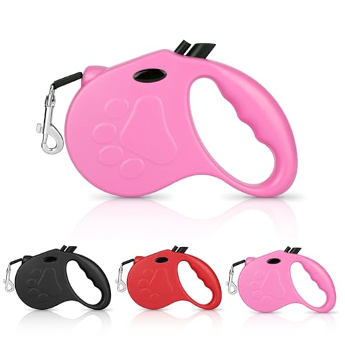 Retractable Dog Leash, 16ft Dog Walking Leash for Small Dogs up to 77lbs, Non-Slip Handle - Pink - color: Pink