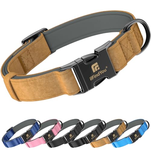 Dog Collar for Medium Dogs, Soft PU Leather with Neoprene Padding, Comfortable & Lightweight, Adjustable, Durable with Quick Release Buckle & Strong D-Ring, M Fit 12–20" Neck, Light Brown - color: Light Brown, size: M: Neck 12-20"