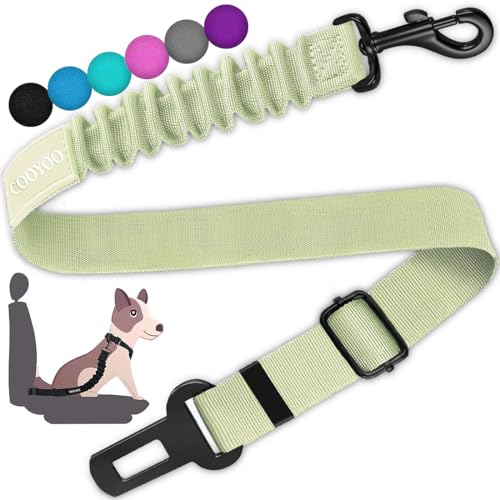 Dog Seat Belt,Retractable Dog Car Harness Seat Belt for Car Adjustable Nylon Pet Safety Seat Belts Heavy Duty & Elastic Bungee Buffer - color: 10-Light Green