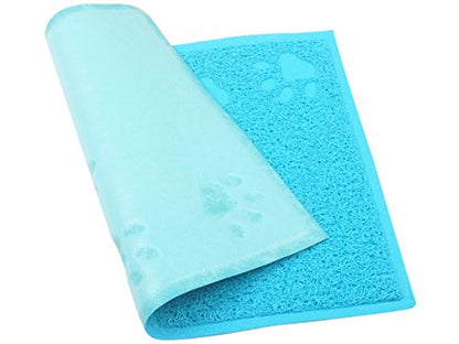 Cat Litter Box Debris Catcher Mat,Kitty Scatter Control Rug,16x12 Inches,5 Colors Available (Blue) - color: Blue