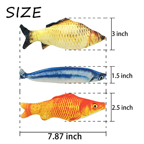WishLotus Catnip Toys 3 Packs, Cotton Filled Interactive Cat Fish Toys with Catnip, Cat Chew Toys Cute Pillow Cat Entertaining Toys for Cats and Kittens (Fish)