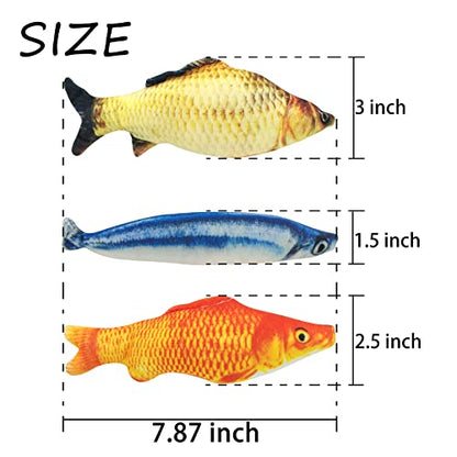 WishLotus Catnip Toys 3 Packs, Cotton Filled Interactive Cat Fish Toys with Catnip, Cat Chew Toys Cute Pillow Cat Entertaining Toys for Cats and Kittens (Fish)