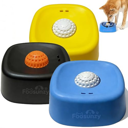 Slow Feeder Dog Bowls for Liquid with Rolling Ball, Interactive Lick Bowl Licking Slow Feeder for Wet Food, Water & Treats Lick Toy for Dogs Cats Large Medium Small - color: Style1-Blue+Yellow+Black