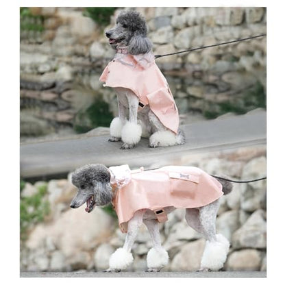 Dog Raincoat Waterproof, Adjustable Reflective Hooded Dog Rain Poncho with Leash Hole for Small Medium Large Dogs (Pink, Large) - color: Pink, size: Large(22-37lb)