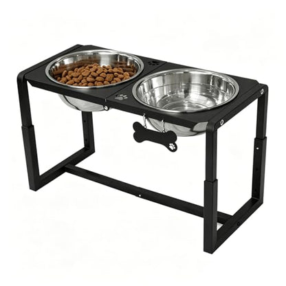 Metal Elevated Dog Bowls, Raised Dog Bowls for Large/Extra Large Breeds with Two 111oz Stainless Steel Food Bowls, 3 Adjustable Height (8.8"/11.5"/14") Dog Bowl Stand Protect Neck & Joints - size: 8.8-14" | L/XL Dogs | 2×111oz Bowls