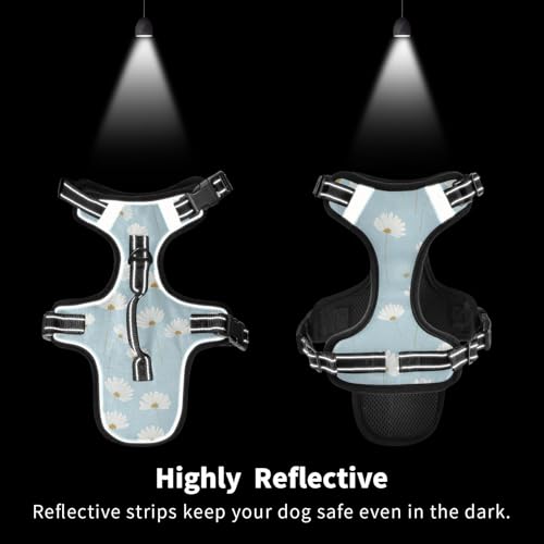 Daisy Flower Blue Reflective Dog Walking Gear for Dog pet Dog Training Control Vest for Walking at Night Chaleco para perro - size: M
