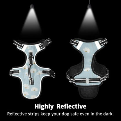 Daisy Flower Blue Reflective Dog Walking Gear for Dog pet Dog Training Control Vest for Walking at Night Chaleco para perro - size: M
