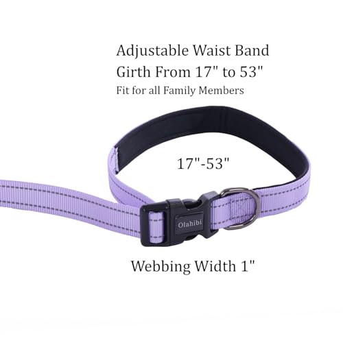 Hands Free Dog Leash, No Pull Bungee Dog Running Waist Leash, with Car Seat Belt, Reflective Stripes, Heavy Duty for Medium and Large Dogs. (Solid Lilac, Large) - color: Solid Lilac