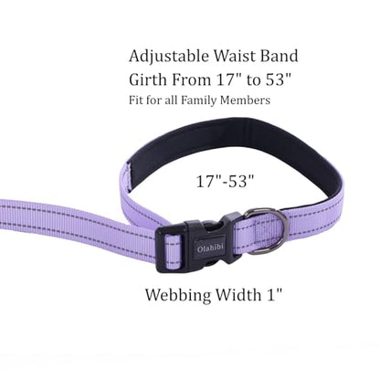 Hands Free Dog Leash, No Pull Bungee Dog Running Waist Leash, with Car Seat Belt, Reflective Stripes, Heavy Duty for Medium and Large Dogs. (Solid Lilac, Large) - color: Solid Lilac