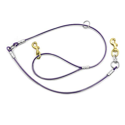 5' Cable & Cable Dog Leash Tree Tie Lead with O Ring (Purple) - color: Purple