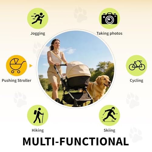 ‌EVERKING 6ft Hands-Free Dog Leash - 6-in-1 Adjustable with 360° Rotating Buckle, Night Reflective & Shock Absorbing for Large/Small Dogs (Up to 120lbs) (Golden) - color: Golden