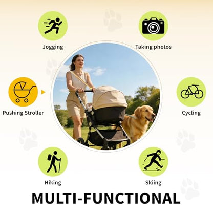 ‌EVERKING 6ft Hands-Free Dog Leash - 6-in-1 Adjustable with 360° Rotating Buckle, Night Reflective & Shock Absorbing for Large/Small Dogs (Up to 120lbs) (Golden) - color: Golden
